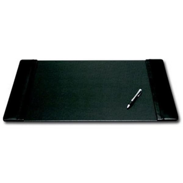 Dacasso Black Leather 22 in. x 14 in. Desk Pad with Side Rails P1028 - main